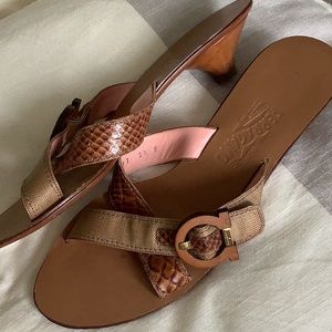 Salvatore Ferragamo Leather Strap Kitten Heels